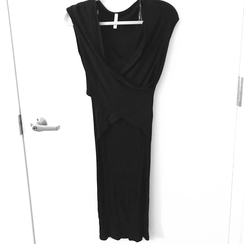 Black Midi Length Jersey Dress
